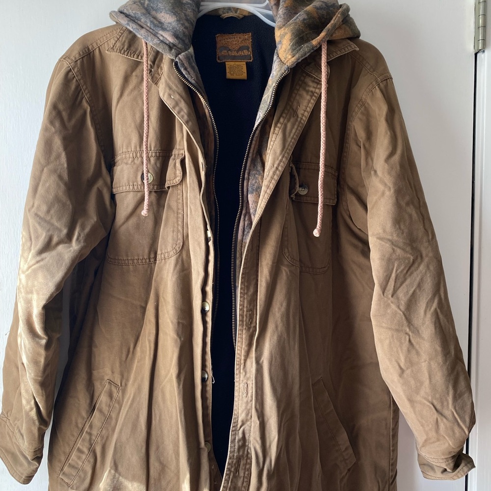 Men's Tan Military Field Jacket with Hood
